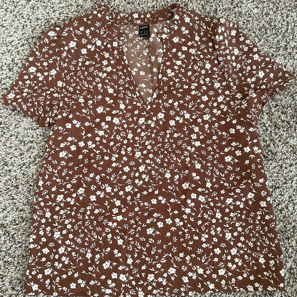 Brown Floral Blouse